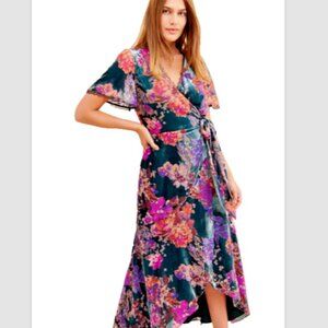 Bhldn Harlyn Women's Guest of Honor Velvet Romantic Gothic Maxi Dress